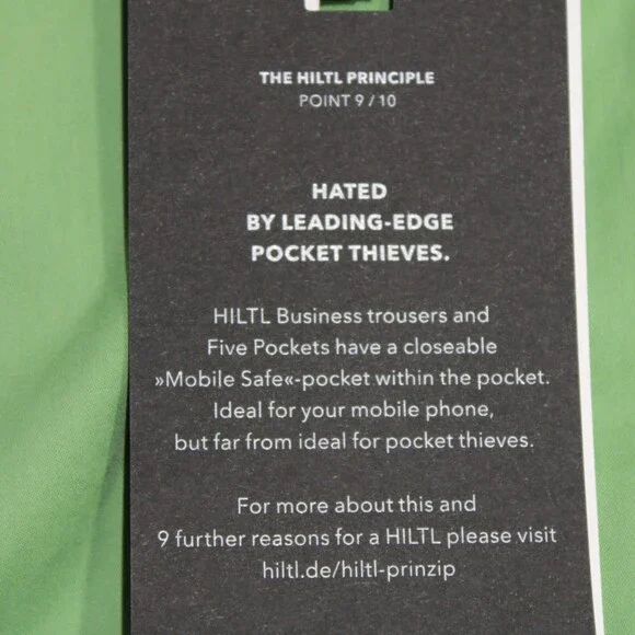Hiltl NWT Peaker Chino Pants Size 48 / US 32 Contemporary in Green Cotton Blend
